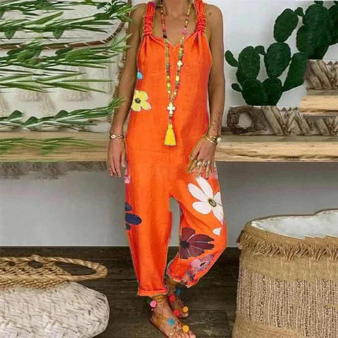 Zomerjurk Jumpsuit Bloemenprint Off-the-shoulder