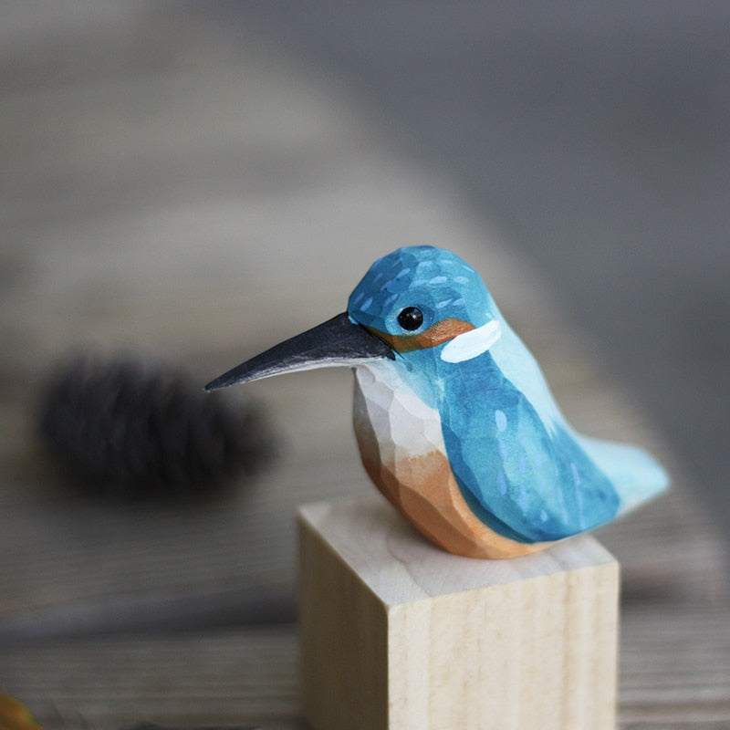 Handgesneden Houten Vogelfiguurtje Scandinavische Stijl Roodborstje Decoratie