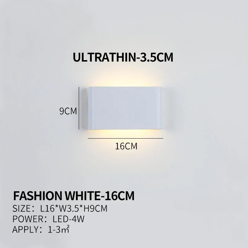 Ultra-dunne design wandlamp APHRODITE — moderne aluminium LED-wandverlichting met acryl kap
