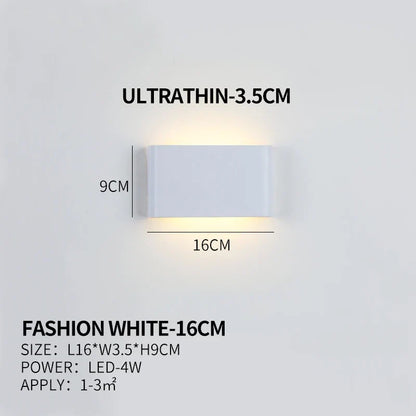 Ultra-dunne design wandlamp APHRODITE — moderne aluminium LED-wandverlichting met acryl kap