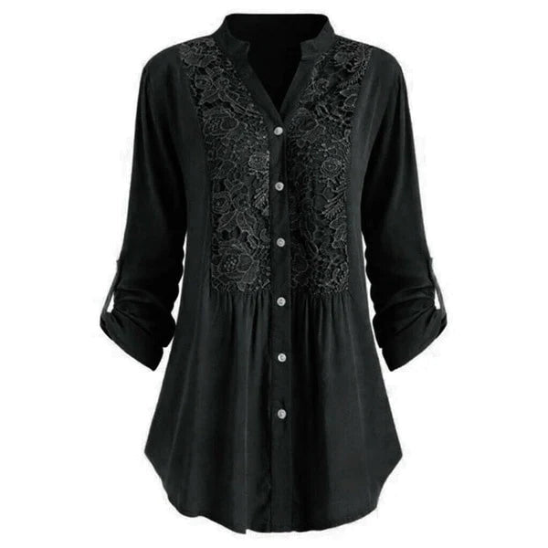 Dames Blouse met Kant en Ruches Mooi Aansluitend Model