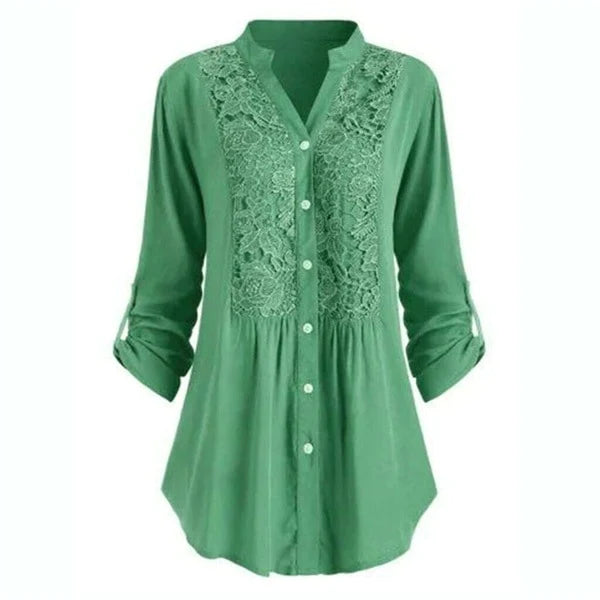 Dames Blouse met Kant en Ruches Mooi Aansluitend Model