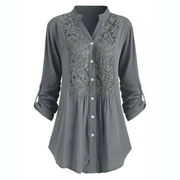 Dames Blouse met Kant en Ruches Mooi Aansluitend Model