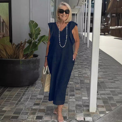Hallie | Mouwloze Zomerjurk Dames V-Hals Midi Wit 2