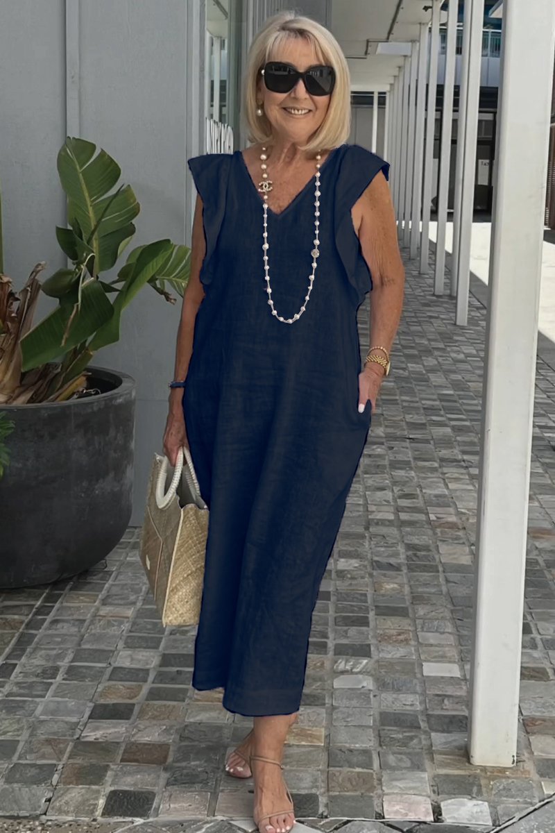 Hallie | Mouwloze Zomerjurk Dames V-Hals Midi Wit 7