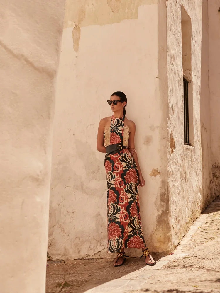 Luxe Maxi Jurk met Tassels en Halsband