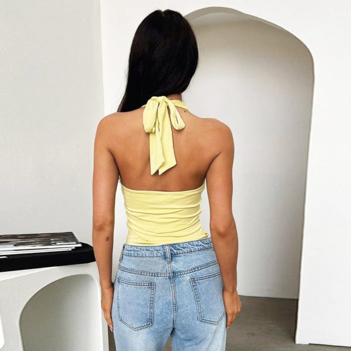 Halternek Croptop Dames | Ademend Zomer T-shirt 2