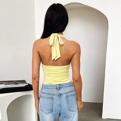 Halternek Croptop Dames | Ademend Zomer T-shirt 2