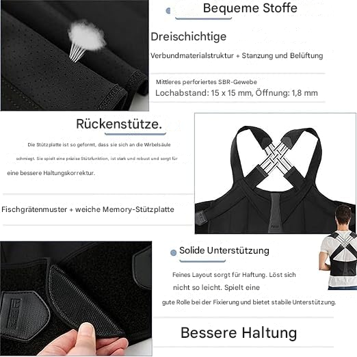 Verstelbare Houdingscorrector Unisex Rugbrace met Nekondersteuning Neopreen Polyester Vest Rug Nek Houding