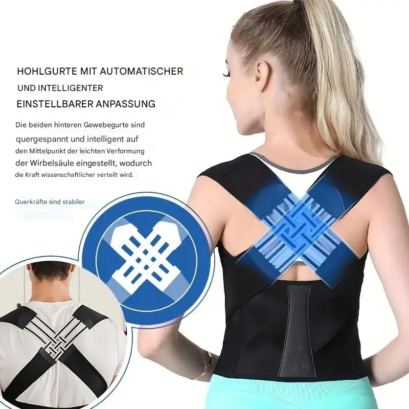 Verstelbare Houdingscorrector Unisex Rugbrace met Nekondersteuning Neopreen Polyester Vest Rug Nek Houding