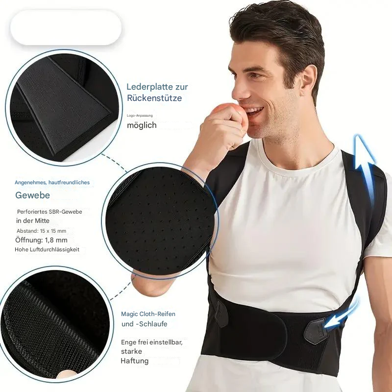 Verstelbare Houdingscorrector Unisex Rugbrace met Nekondersteuning Neopreen Polyester Vest Rug Nek Houding