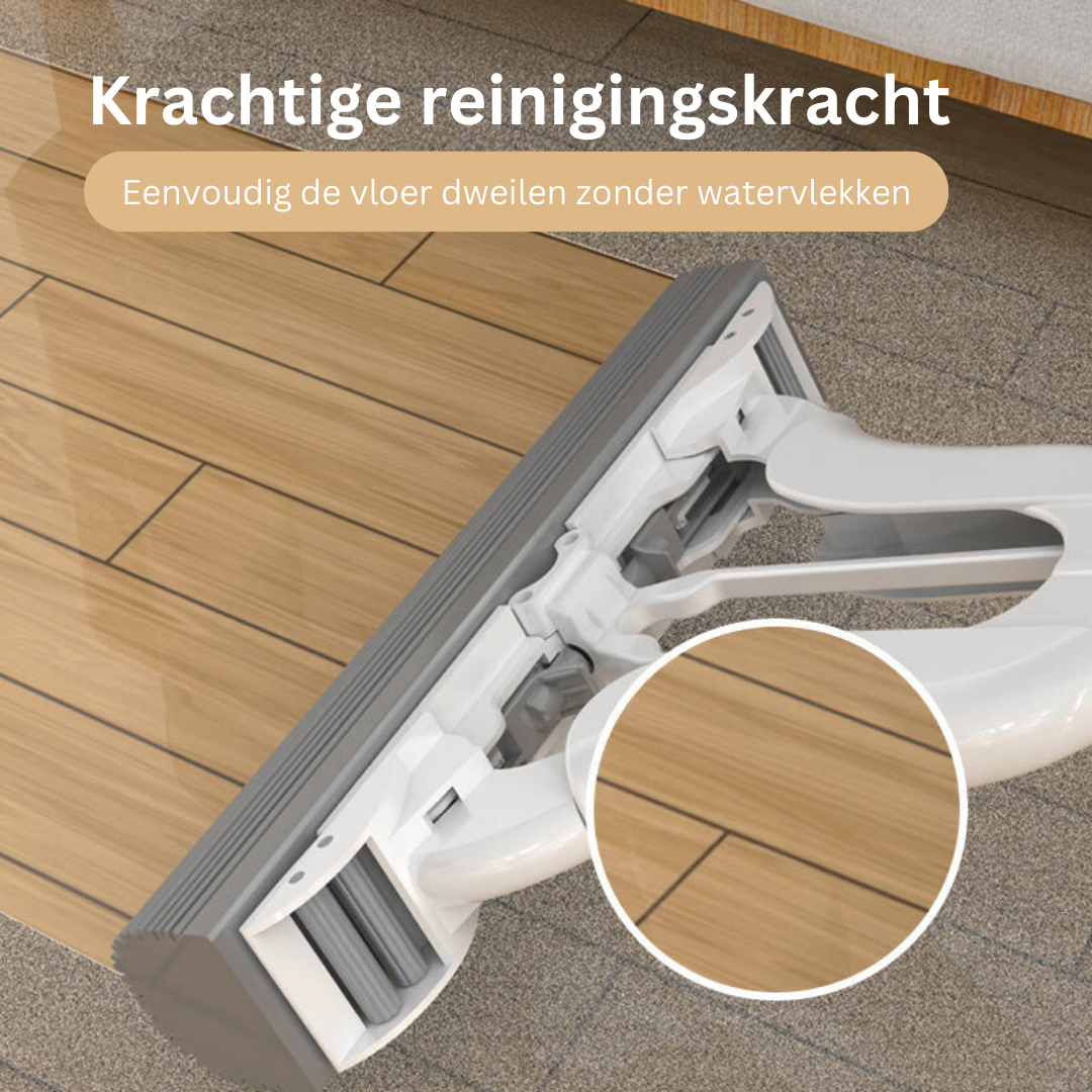 Platte Dweil met Uitschuifbare Steel en Superabsorberend Wisserblad – Uitwringmechanisme voor Vloerreiniging