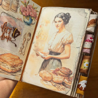 Handgemaakt Receptenboek met Geborduurd Omslag en Spatwaterdichte Pagina's