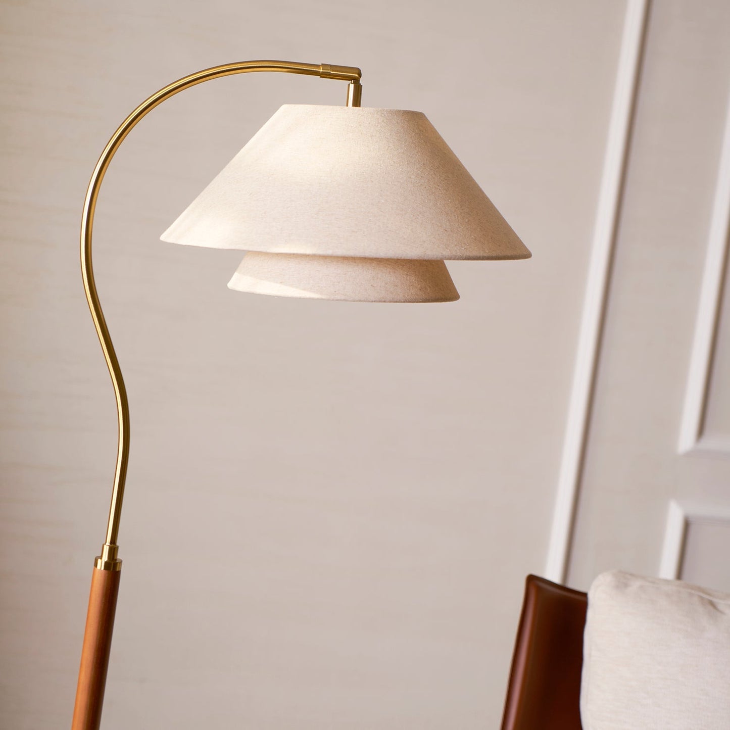 Vloerlamp Gelaagde Stof Kappen Hout Metaal Goud Chroom Walnoot Zwart E27 Woonkamer