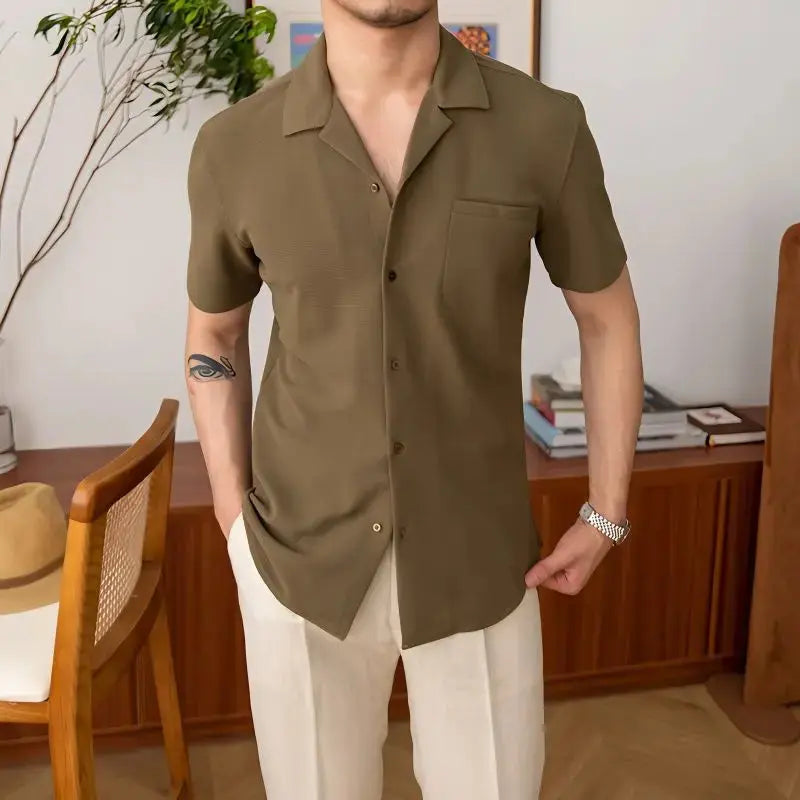 Heren Zomerhemd Kort Mouwen Relaxed Fit Casual Stijl