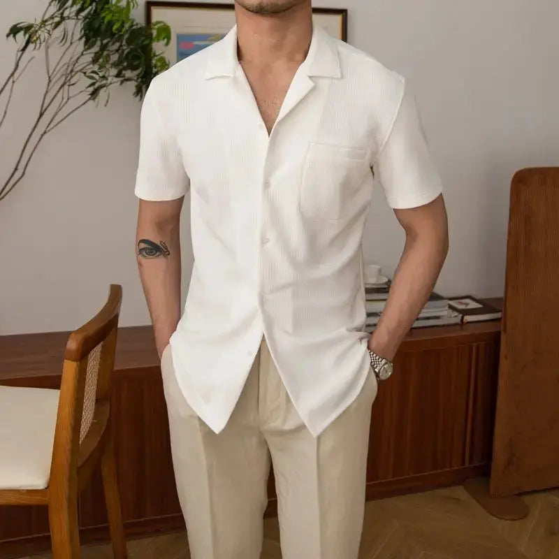 Heren Zomerhemd Kort Mouwen Relaxed Fit Casual Stijl