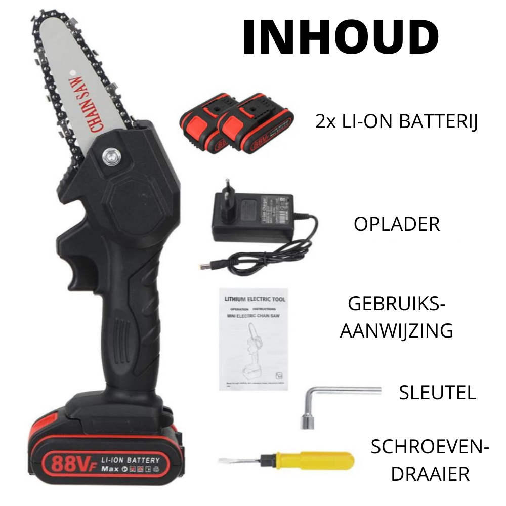 Elektrische Kettingzaag Draadloos Accu 88V Eenhandig Lichtgewicht Tuin Snoeien Zagen