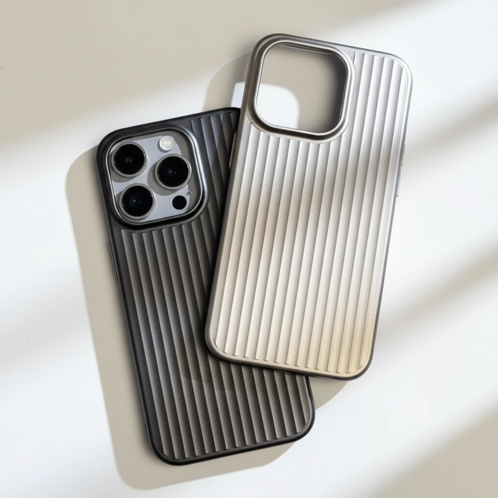 Smartphone Hoesje met Geribbelde Textuur en Metallic Afwerking Stofdicht