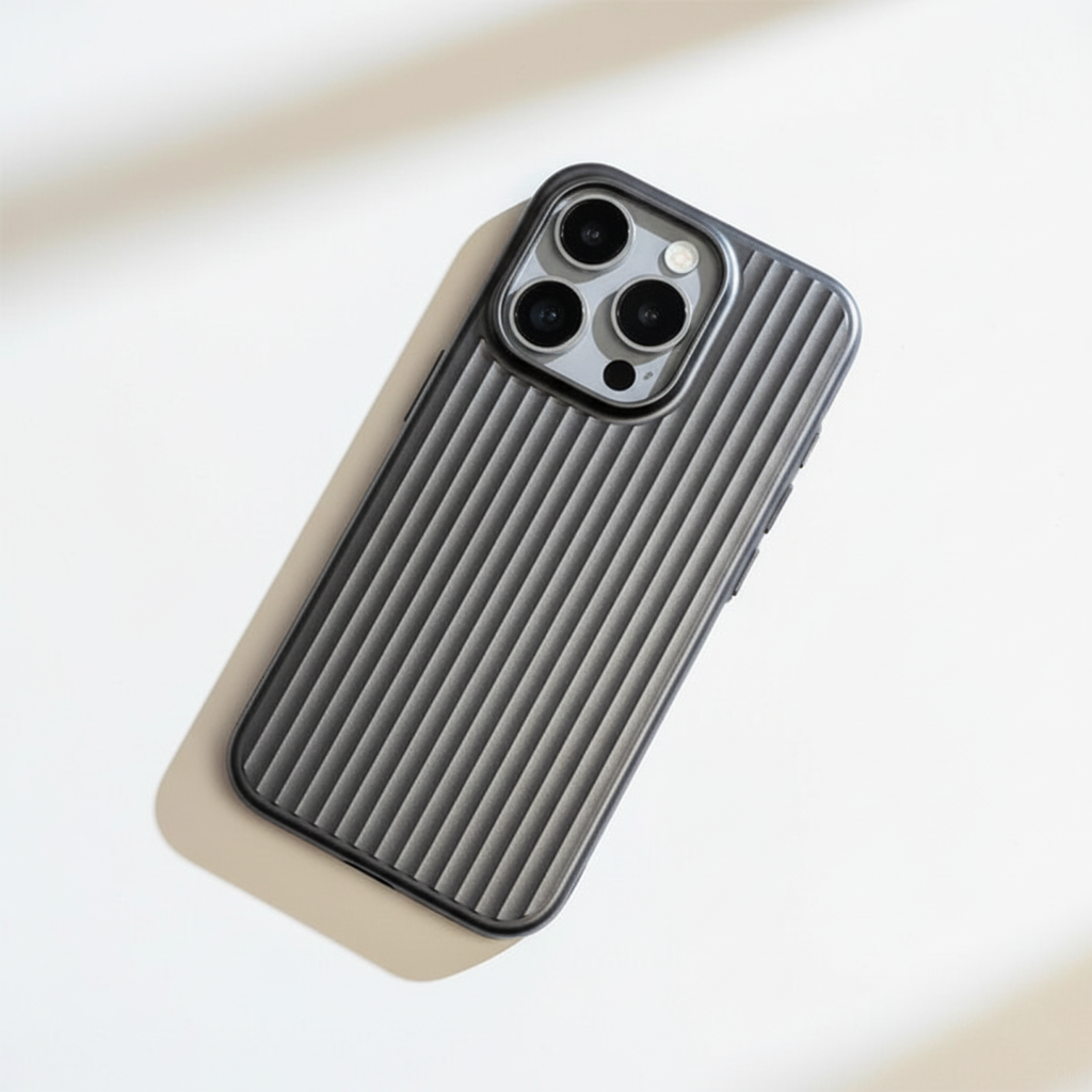 Smartphone Hoesje met Geribbelde Textuur en Metallic Afwerking Stofdicht