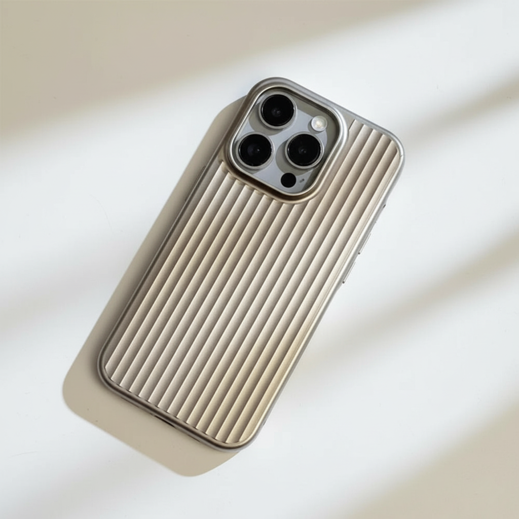 Smartphone Hoesje met Geribbelde Textuur en Metallic Afwerking Stofdicht