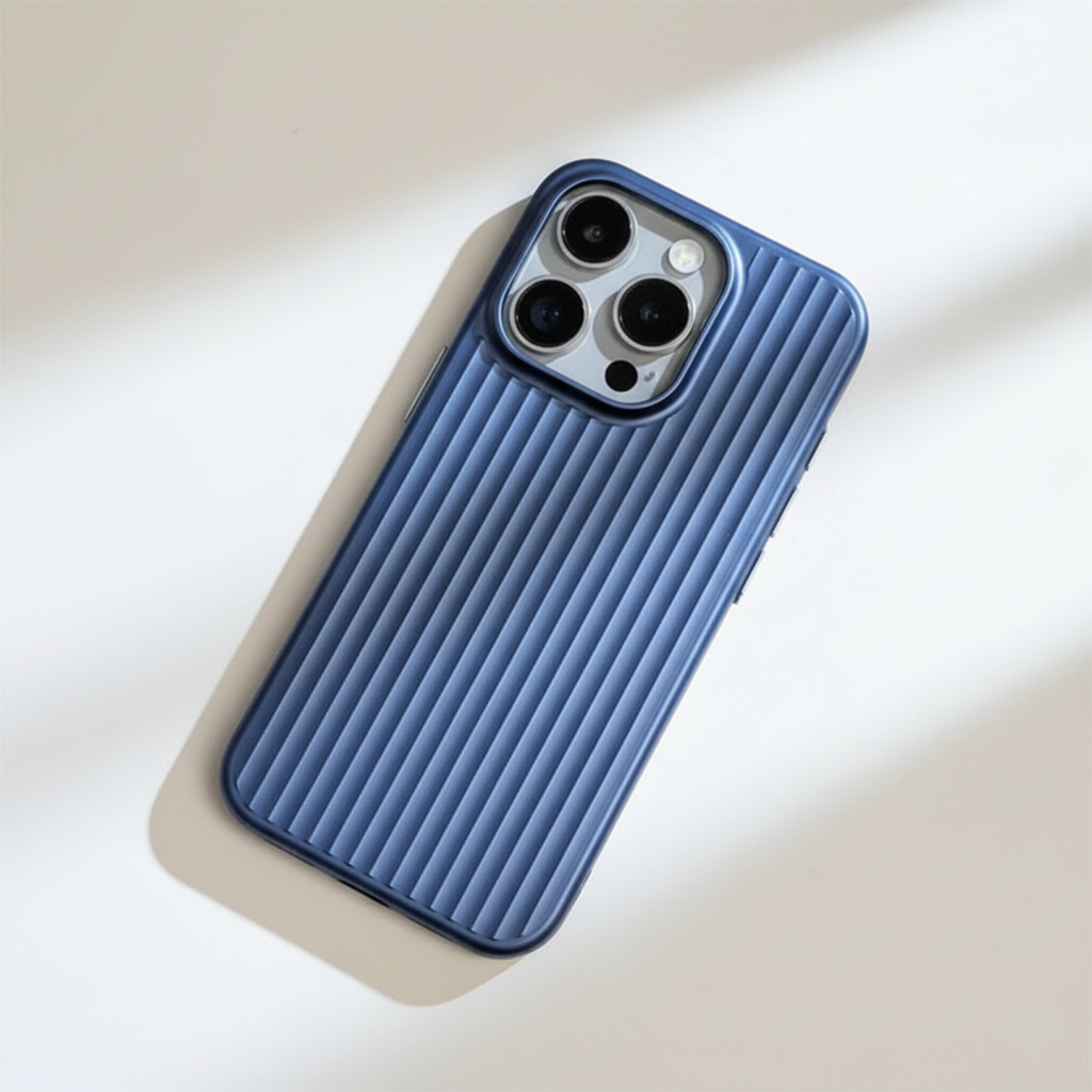 Smartphone Hoesje met Geribbelde Textuur en Metallic Afwerking Stofdicht