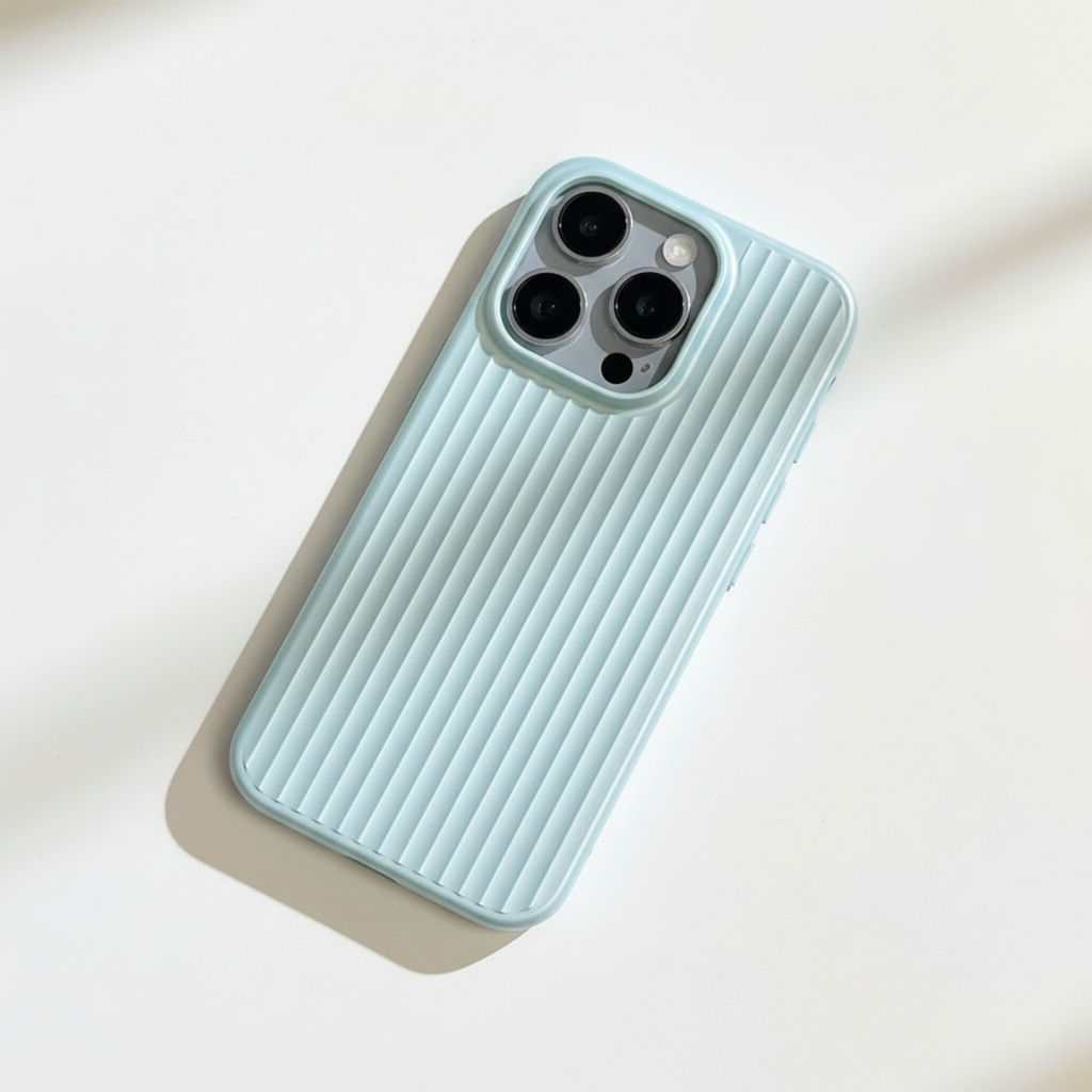 Smartphone Hoesje met Geribbelde Textuur en Metallic Afwerking Stofdicht