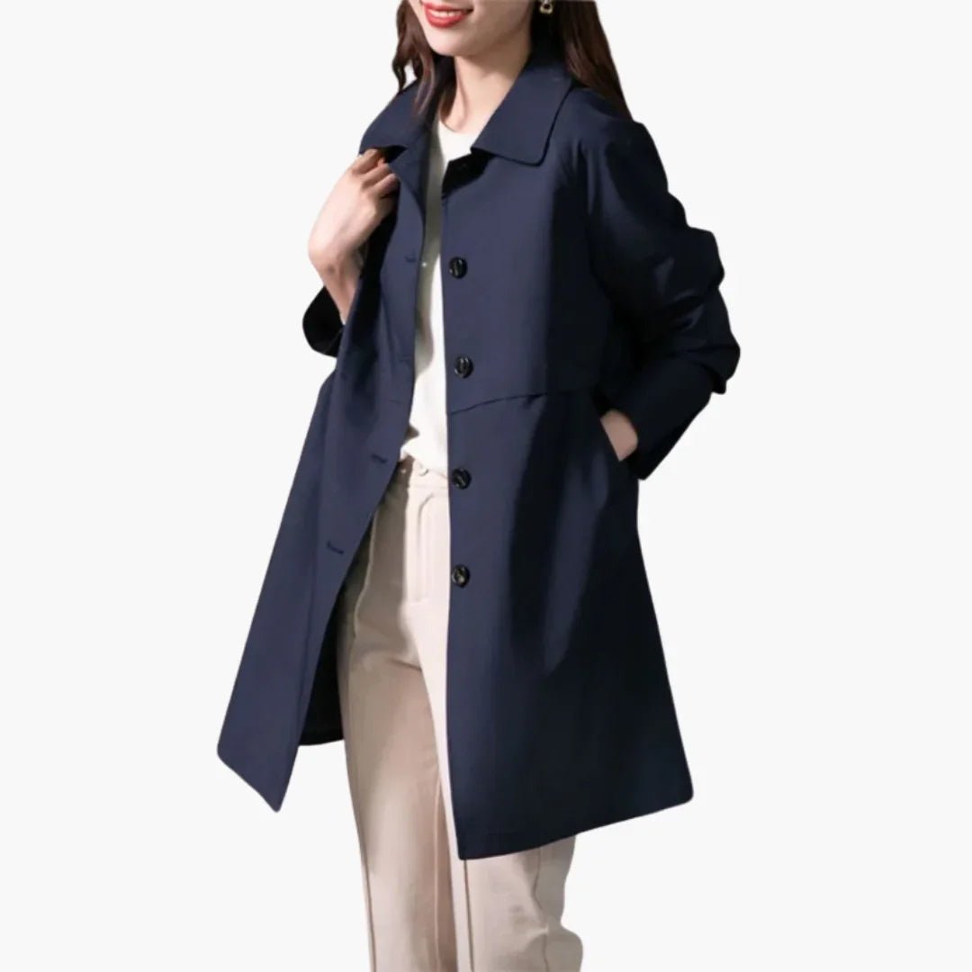 Hanna Dames Trenchcoat Zwart | Halflang, Klassieke Kraag, Functionele Zakken 1