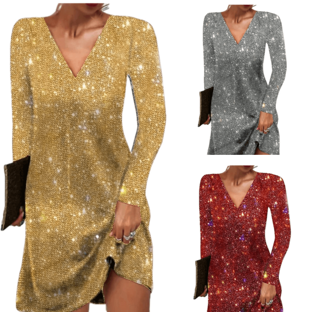 Cocktailjurk Met Pailletten Glamour Glanzend Feestjurk