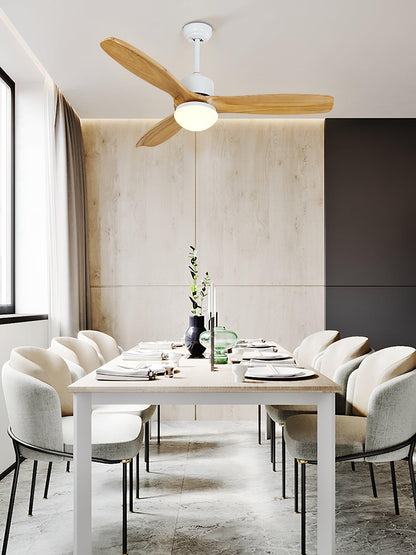 Scandinavische Plafondventilator met Verlichting Elegance Naturel – Vierkanten Houten Bladen met LED-Lamp & Afstandsbediening