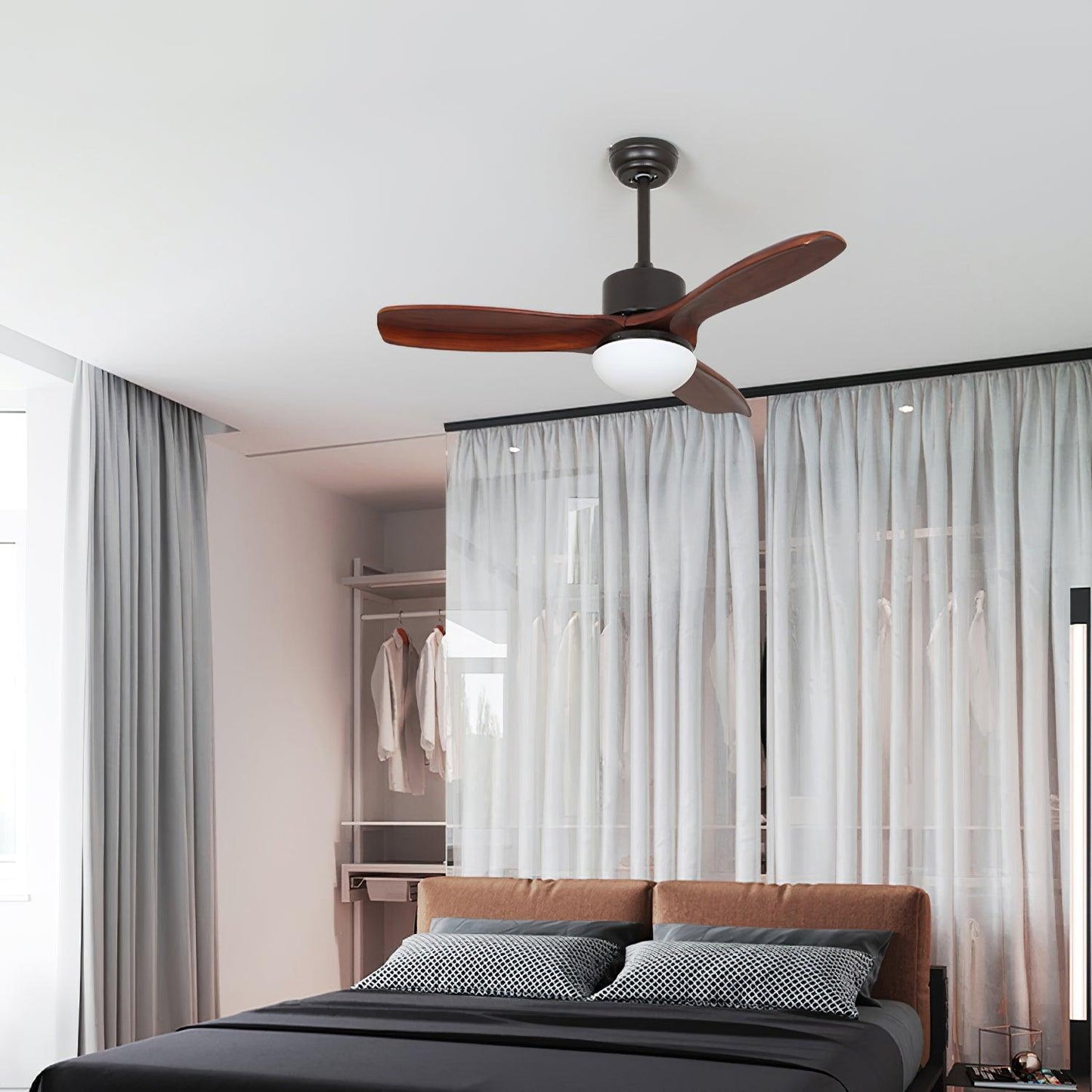 Scandinavische Plafondventilator met Verlichting Elegance Naturel – Vierkanten Houten Bladen met LED-Lamp & Afstandsbediening