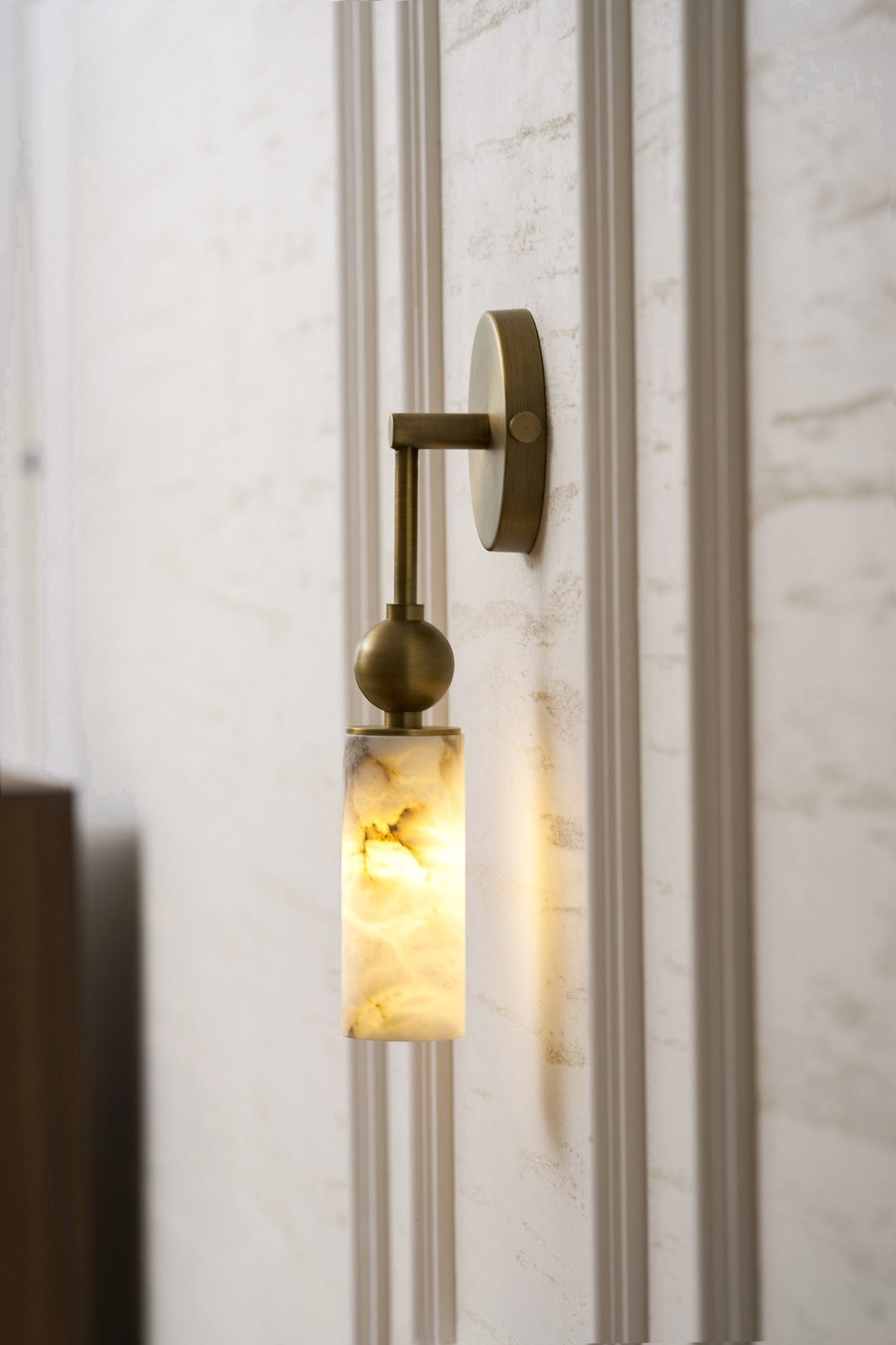 Vintage Wandlamp met Vogel in Messing en Alabaster – Design Wandlamp voor Slaapkamer, Hal en Woonkamer met E14 Fitting