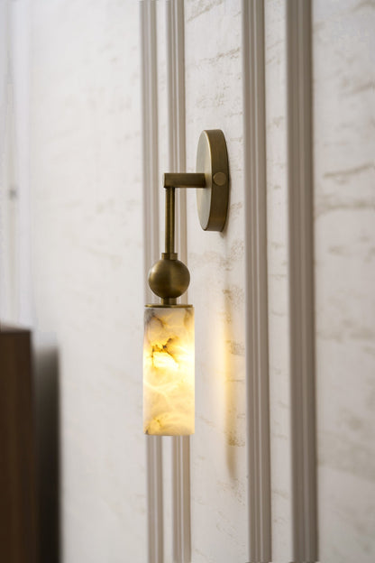 Vintage Wandlamp met Vogel in Messing en Alabaster – Design Wandlamp voor Slaapkamer, Hal en Woonkamer met E14 Fitting