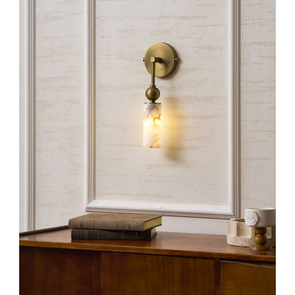 Vintage Wandlamp met Vogel in Messing en Alabaster – Design Wandlamp voor Slaapkamer, Hal en Woonkamer met E14 Fitting