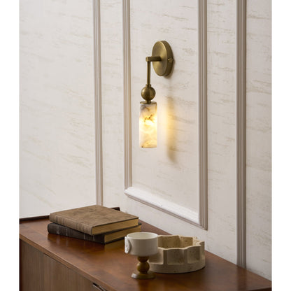 Vintage Wandlamp met Vogel in Messing en Alabaster – Design Wandlamp voor Slaapkamer, Hal en Woonkamer met E14 Fitting