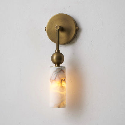 Vintage Wandlamp met Vogel in Messing en Alabaster – Design Wandlamp voor Slaapkamer, Hal en Woonkamer met E14 Fitting
