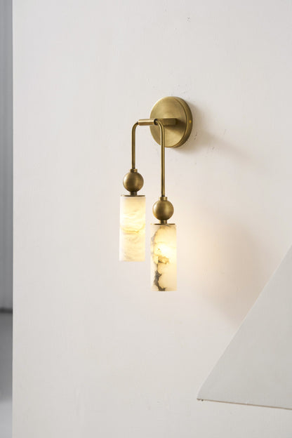Vintage Wandlamp met Vogel in Messing en Alabaster – Design Wandlamp voor Slaapkamer, Hal en Woonkamer met E14 Fitting