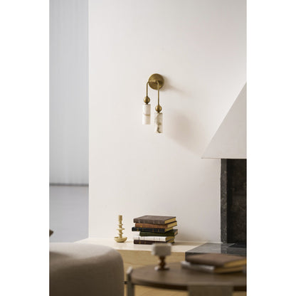 Vintage Wandlamp met Vogel in Messing en Alabaster – Design Wandlamp voor Slaapkamer, Hal en Woonkamer met E14 Fitting