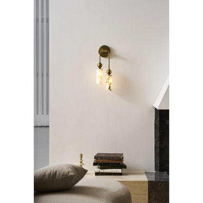 Vintage Wandlamp met Vogel in Messing en Alabaster – Design Wandlamp voor Slaapkamer, Hal en Woonkamer met E14 Fitting