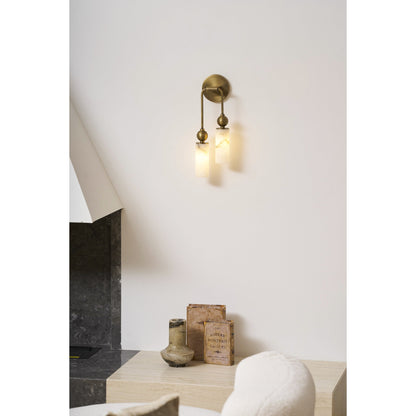 Vintage Wandlamp met Vogel in Messing en Alabaster – Design Wandlamp voor Slaapkamer, Hal en Woonkamer met E14 Fitting
