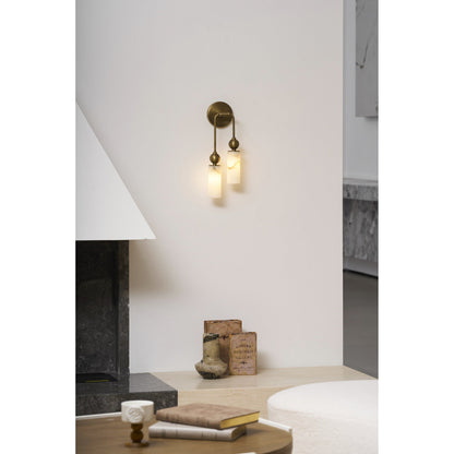 Vintage Wandlamp met Vogel in Messing en Alabaster – Design Wandlamp voor Slaapkamer, Hal en Woonkamer met E14 Fitting