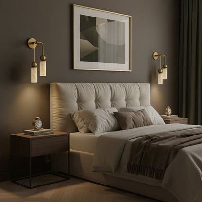 Vintage Wandlamp met Vogel in Messing en Alabaster – Design Wandlamp voor Slaapkamer, Hal en Woonkamer met E14 Fitting