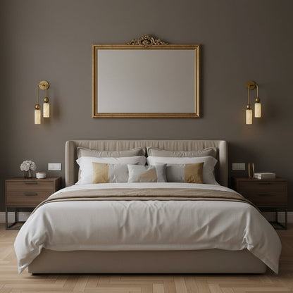 Vintage Wandlamp met Vogel in Messing en Alabaster – Design Wandlamp voor Slaapkamer, Hal en Woonkamer met E14 Fitting