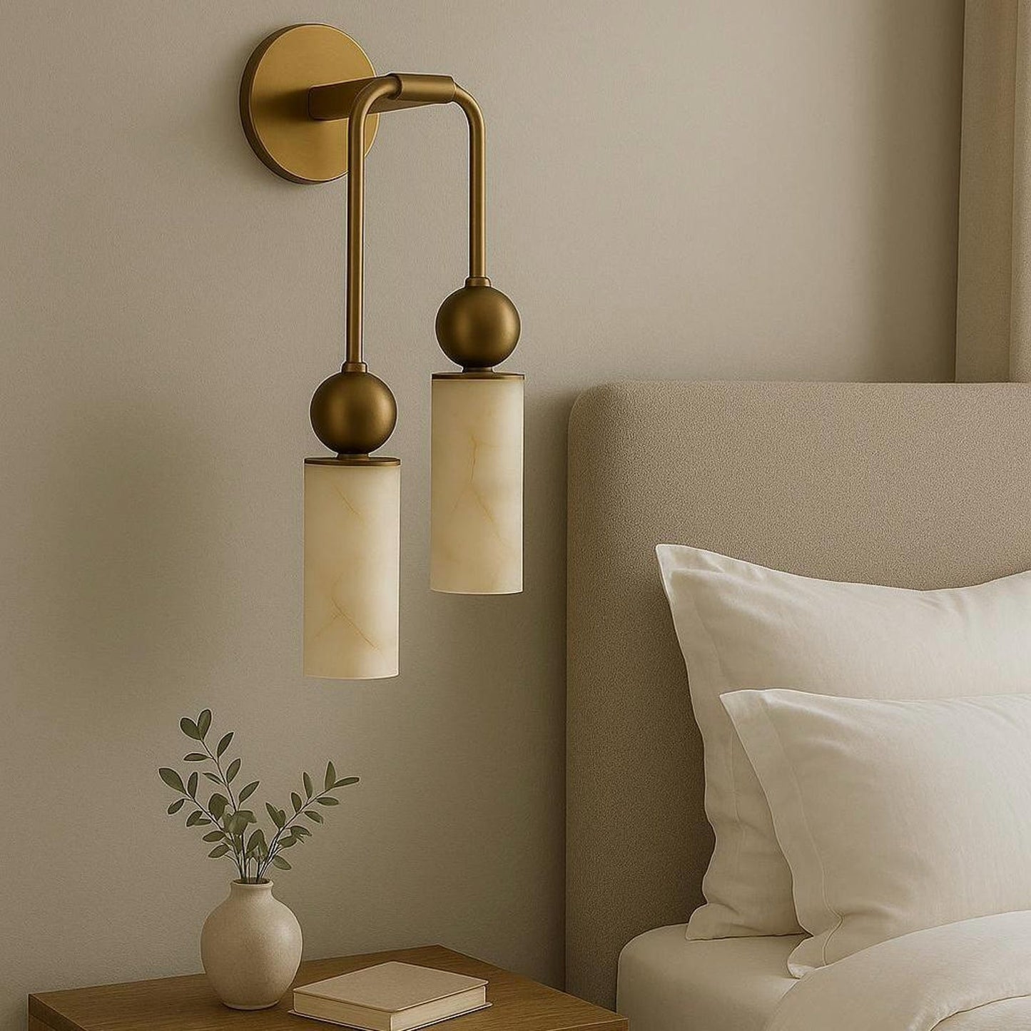 Vintage Wandlamp met Vogel in Messing en Alabaster – Design Wandlamp voor Slaapkamer, Hal en Woonkamer met E14 Fitting
