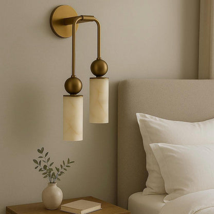 Vintage Wandlamp met Vogel in Messing en Alabaster – Design Wandlamp voor Slaapkamer, Hal en Woonkamer met E14 Fitting
