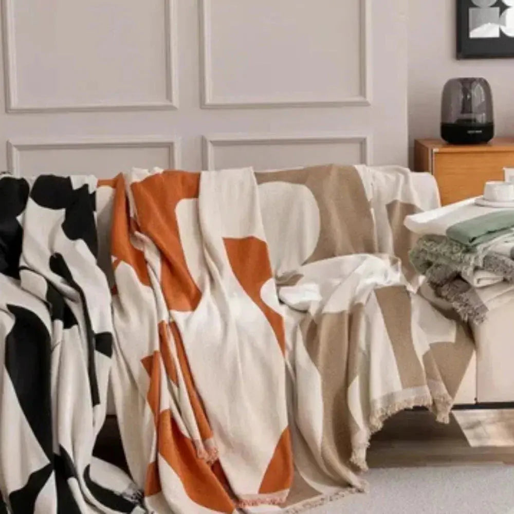 Zachte Chenille Plaid Bankdeken – Geruit Patroon – Lichtgewicht Deken voor Sofa en Slaapkamer