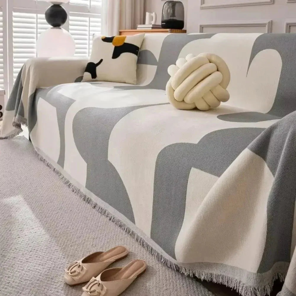 Zachte Chenille Plaid Bankdeken – Geruit Patroon – Lichtgewicht Deken voor Sofa en Slaapkamer