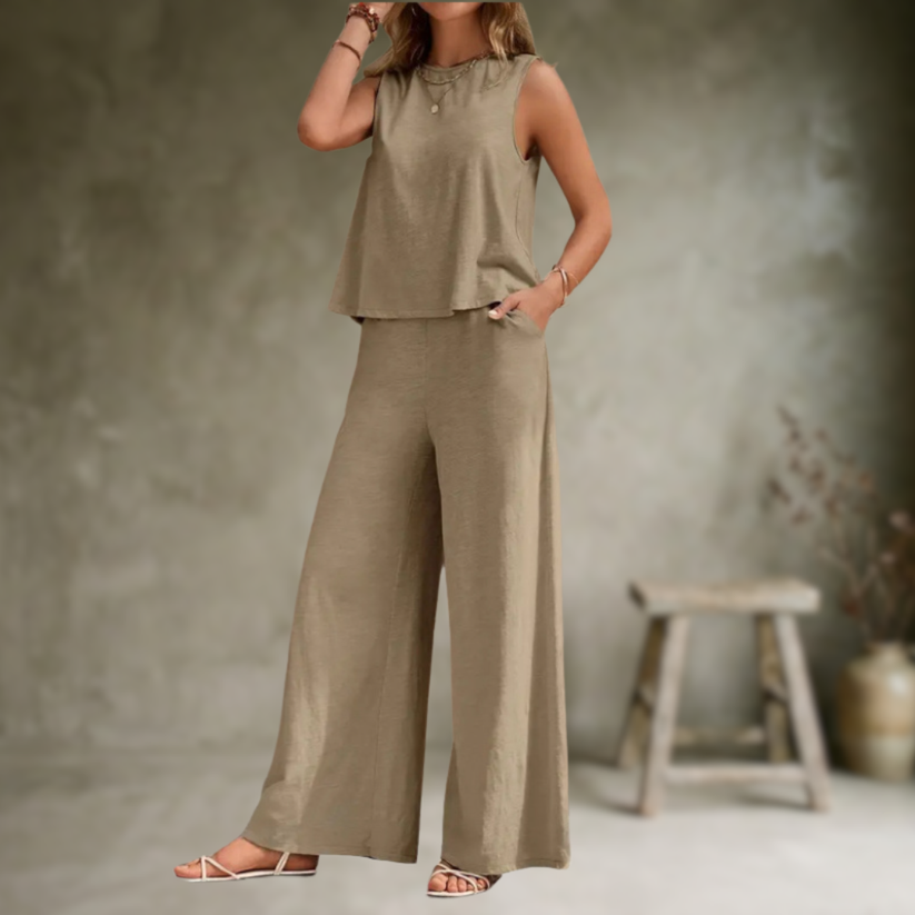 Tweedelige Set Linnen Look Elegante Kleding - StudioMarella