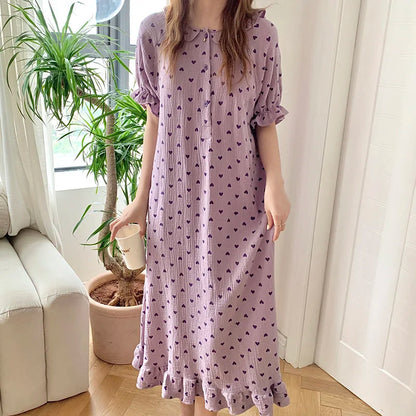 Zomernachthemd Hartjes Print Vrouwen Nachthemd