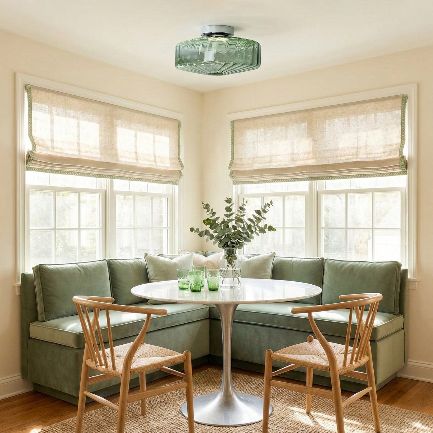 Plafondlamp Geribbeld Glas Chroom Vintage Modern Compacte Verlichting Hal