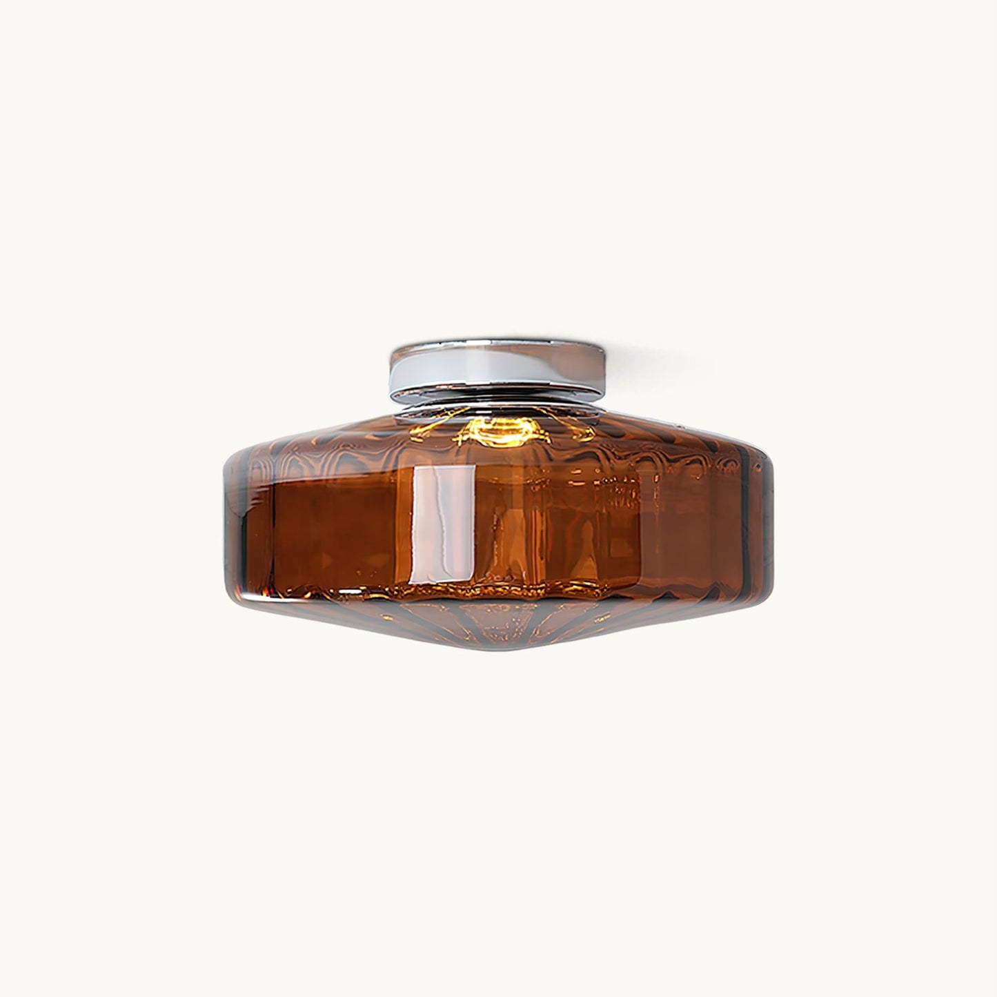 Plafondlamp Geribbeld Glas Chroom Vintage Modern Compacte Verlichting Hal